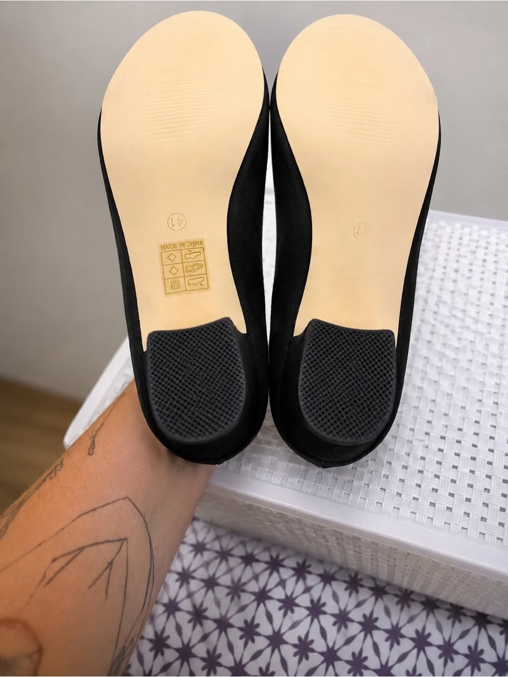 Black T-Strap Mary Jane Block Heel Pumps Size 41